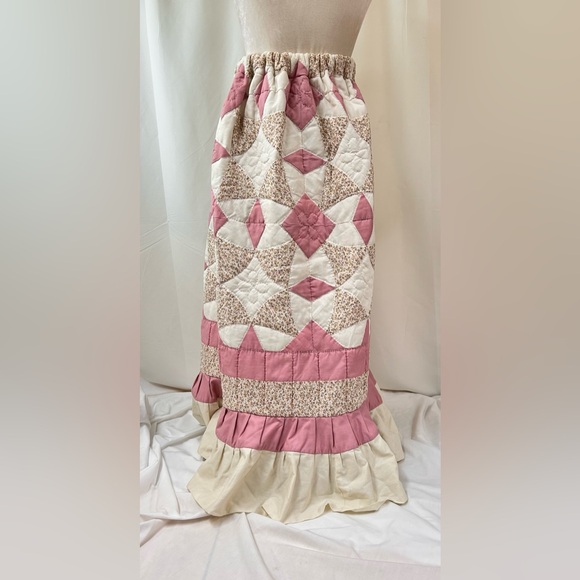 Calico Trading Co. Upcycled Cottage Quilt Patchwork Maxi Skirt Size Small - Picture 3 of 9